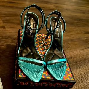 BEAUTIFUL KURT GEIGER SZ 41 TEAL SNAKE PRINT OCCASION